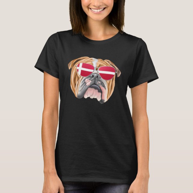 Danish Flag Bulldog Dog Denmark Pocket T-Shirt (Vorderseite)