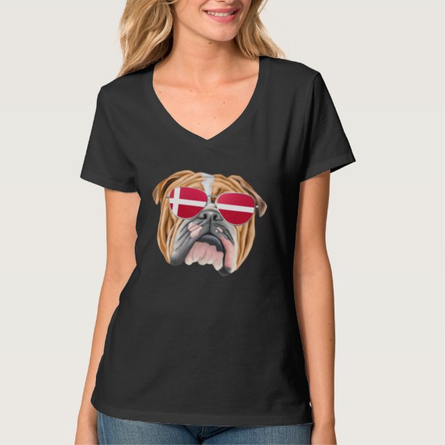 Danish Flag Bulldog Dog Denmark Pocket T-Shirt (Vorderseite)