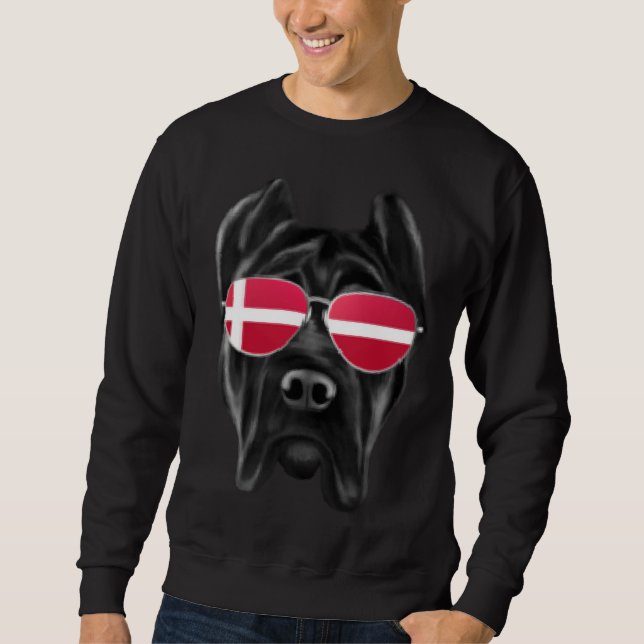 Danish Flag Cane Corso Dog Denmark Pocket Sweatshirt (Vorderseite)