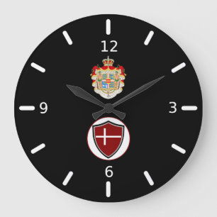 Danish flag-coat arms large clock große wanduhr