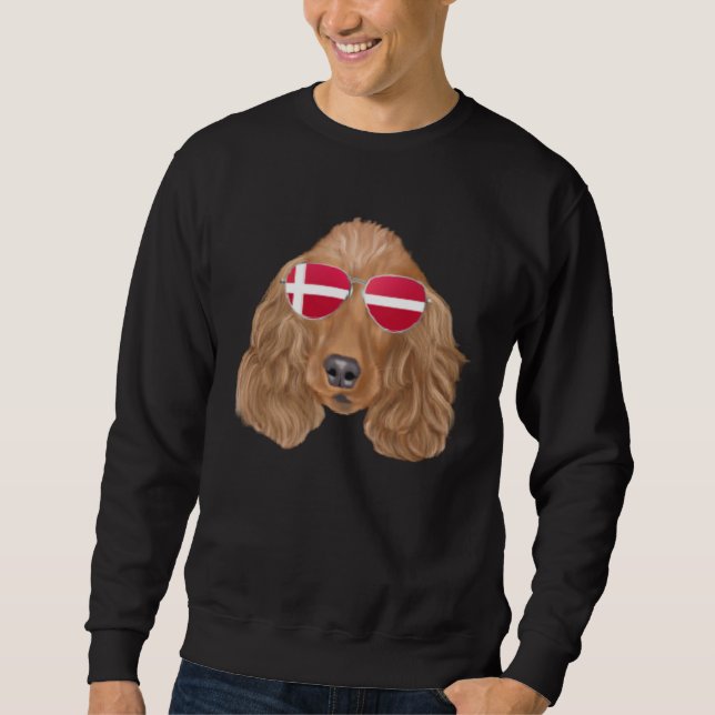Danish Flag Cocker Spaniel Dog Denmark Pocket Sweatshirt (Vorderseite)