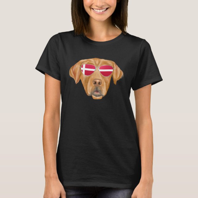 Danish Flag Golden Retriever Dog Denmark Pocket T-Shirt (Vorderseite)