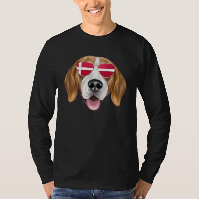Danish Flag Harrier Dog Denmark Pocket T-Shirt (Vorderseite)
