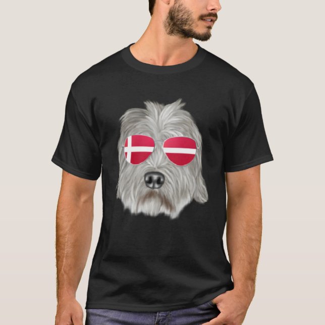 Danish Flag Irish Wolfhound Dog Denmark Pocket T-Shirt (Vorderseite)