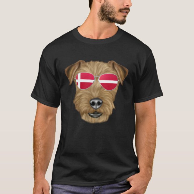 Danish Flag Lakeland Terrier Dog Denmark Pocket T-Shirt (Vorderseite)