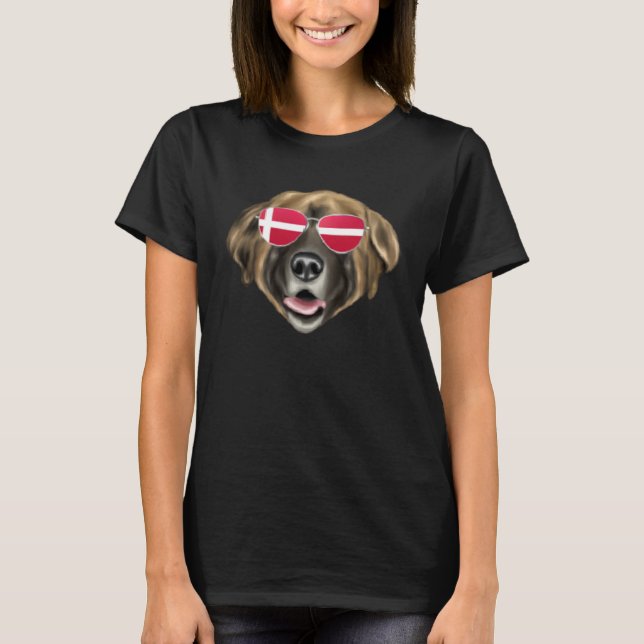 Danish Flag Leonberger Dog Denmark Pocket T-Shirt (Vorderseite)
