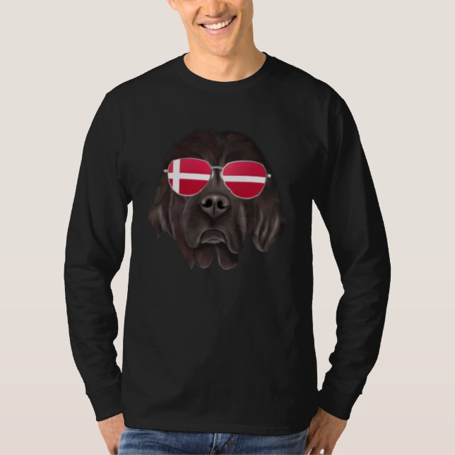 Danish Flag Newfoundland Dog Denmark Pocket T-Shirt (Vorderseite)