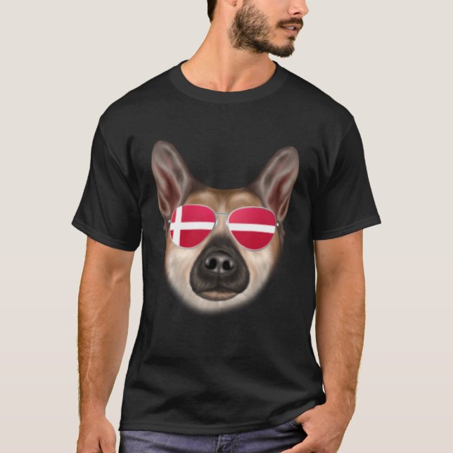 Danish Flag Norwegian Buhund Dog Denmark Pocket T-Shirt (Vorderseite)
