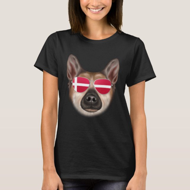 Danish Flag Norwegian Buhund Dog Denmark Pocket T-Shirt (Vorderseite)