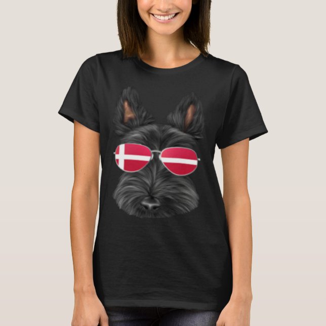 Danish Flag Scottish Terrier Dog Denmark Pocket T-Shirt (Vorderseite)