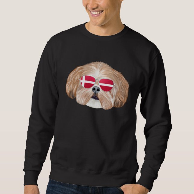 Danish Flag Shih Tzu Dog Denmark Pocket Sweatshirt (Vorderseite)