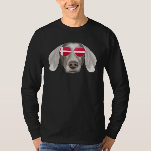 Danish Flag Weimaraner Dog Denmark Pocket T-Shirt (Vorderseite)