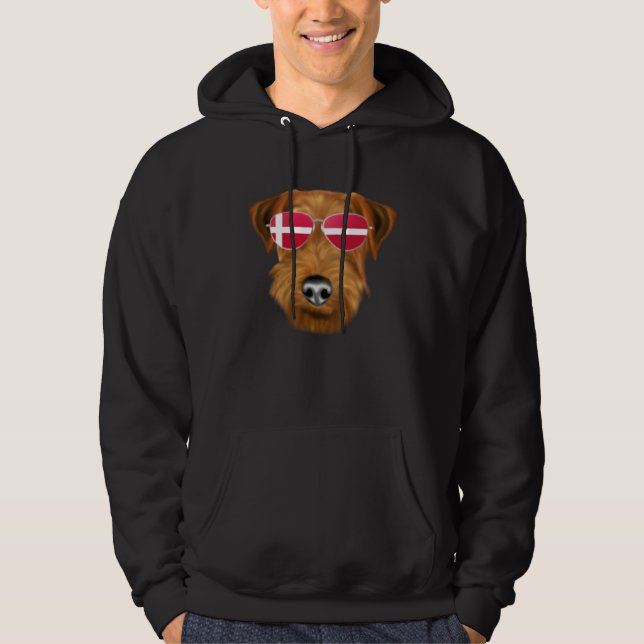 Danish Flag Welsh Terrier Dog Denmark Pocket Hoodie (Vorderseite)