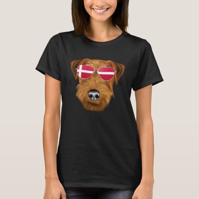 Danish Flag Welsh Terrier Dog Denmark Pocket T-Shirt (Vorderseite)