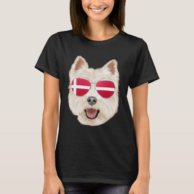 Danish Flag West Highland White Terrier Dog Denmar T-Shirt (Vorderseite)