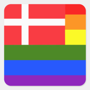 DANISH LGBT RAINBOW FLAG DÄNEMARK PRIK QUADRATISCHER AUFKLEBER