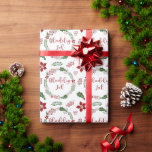 Danish Merry Christmas Wreath, Glæig jul. Geschenkpapier<br><div class="desc">Grün und rot Weihnachtskranz Design Geschenkpackung mit den Worten Frohe Weihnachten in Dänisch: Glædelig jul</div>