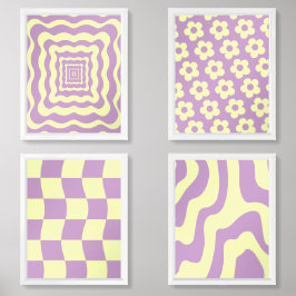 Danish Pastel Abstrakt Yellow Lila Bilderwand Sets