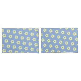Danish Pastel Blue Yellow Niedlich Daisy Pattern Kissenbezug