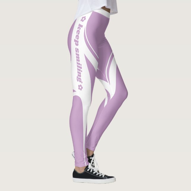 Danish Pastel Lila White Heart Hintern Slogan Leggings (Rechts)