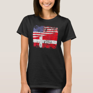 Danish Roots Halb American Flag Dänemark Patriotic T-Shirt
