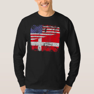 Danish Roots Halb American Flag Dänemark Patriotic T-Shirt