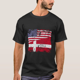Danish Roots Halb American Flag Dänemark T-Shirt