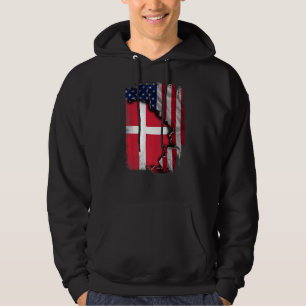 Danish ROOTS Half American Flag Patrioital Dänemar Hoodie