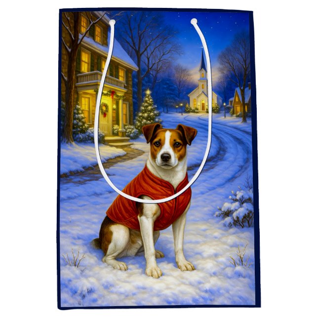 Danish-Swedish Farm Dog Holiday Card Mittlere Geschenktüte (Vorderseite)