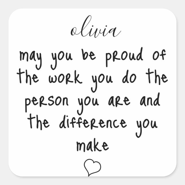 Dank an das Sprichwort für die Mitarbeiter Quadratischer Aufkleber (Vorderseite)