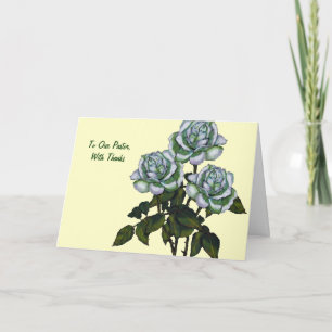 Dank an Pastor: Drei weiße Rosen: Kunst Dankeskarte