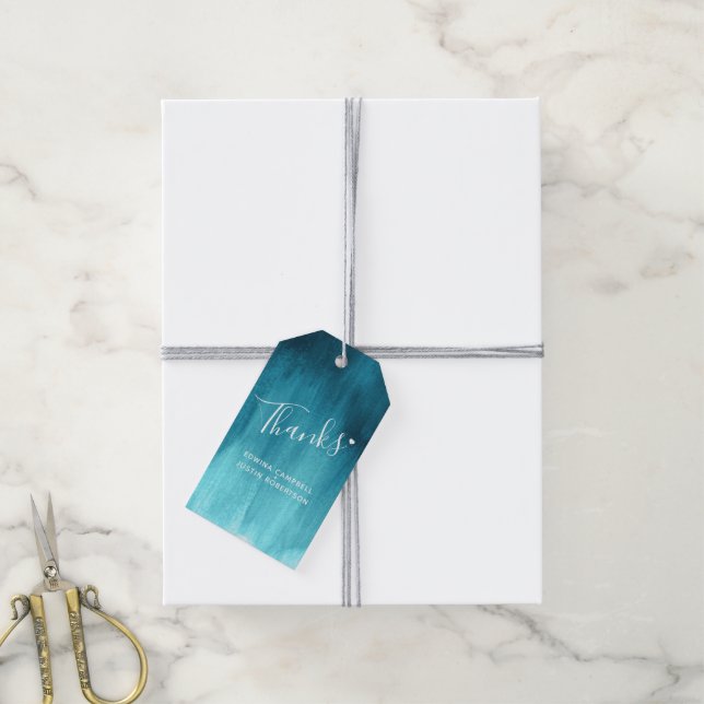 Dank aquamariner abstrakter Hochzeitsmarken oder G Geschenkanhänger (Mit Garn)