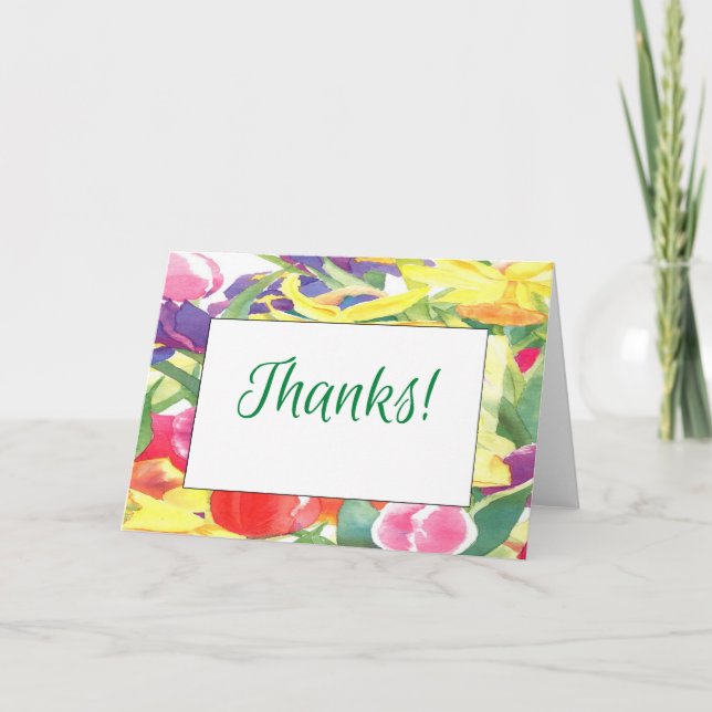 Dank der Aquarellfarben-Blume Karte (Vorderseite)