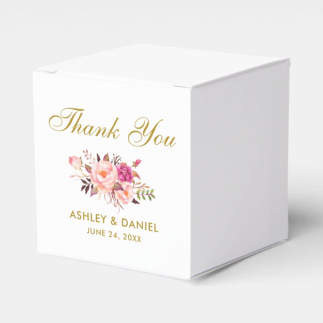 Dank der Hochzeitsfeier mit dem blorrosa Blush Gol Geschenkschachtel (Vorderseite)