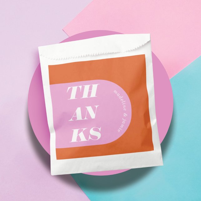 Dank der modernen minimalen rosa Orange Retro Arch Geschenktütchen (Thanks Modern Minimal Pink Orange Retro Arch Favor Bag)