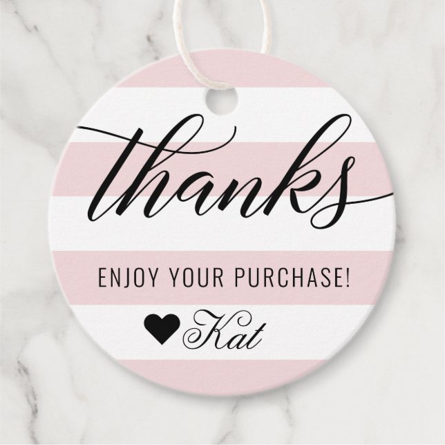 Dank der modernen schwarzen Skripte blassrosa Stre Geschenkanhänger (Vorderseite)