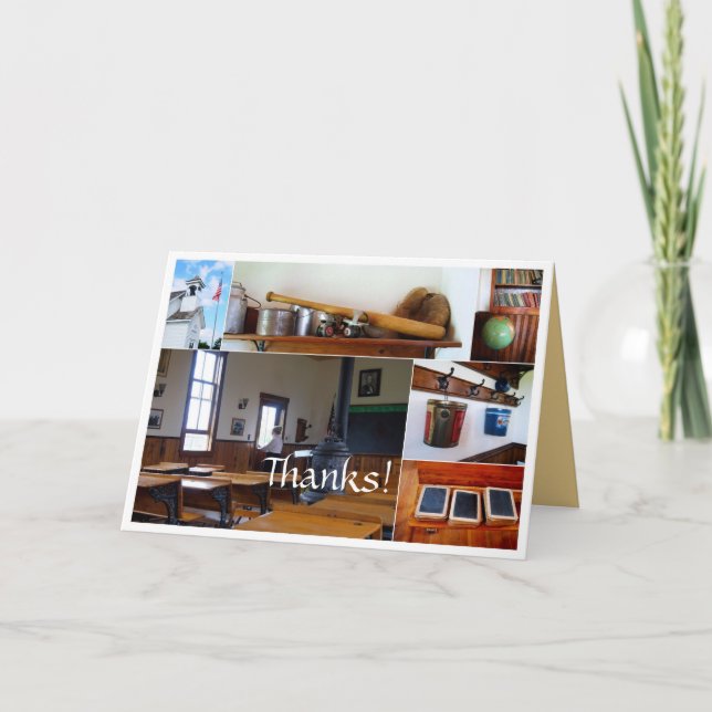 Dank der Vintag School House Collage Card Dankeskarte (Vorderseite)