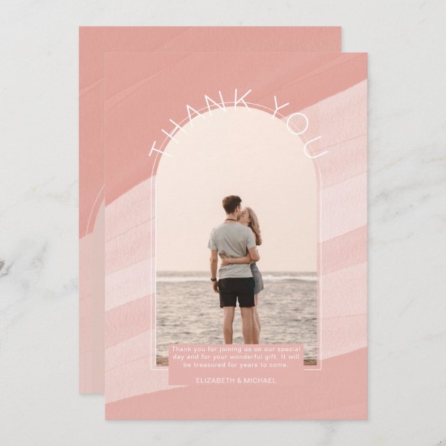 DANK DES MODERNEN, rosa gestrichenen FOTOS Einladung (Vorne/Hinten)