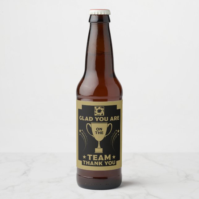 Dank des Unternehmensteams Bierflaschenetikett (Vorderseite)
