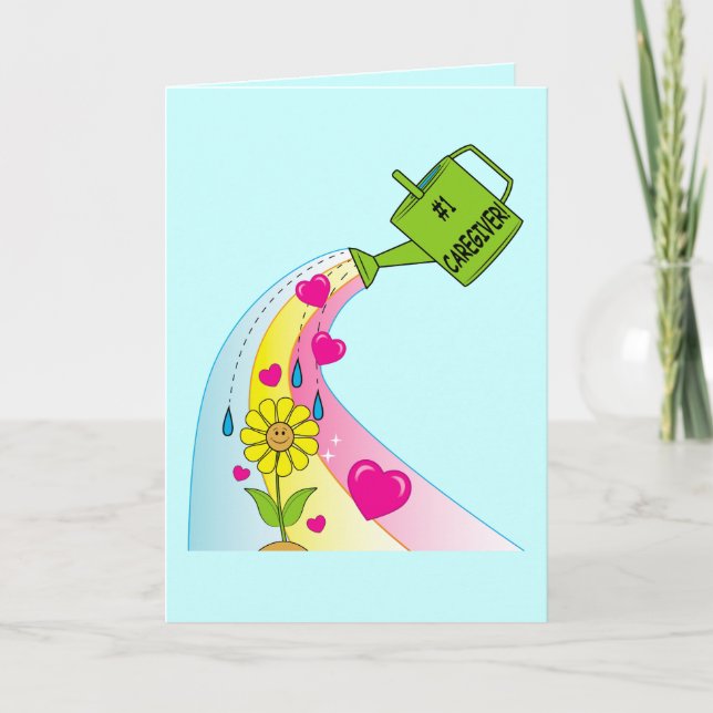 Dank eines Caregiver Rainbow and Hearts Dankeskarte (Vorderseite)