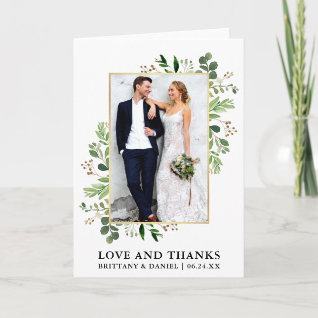 Dank eingeklappter Eukalyptus-Liebe Dankeskarte (Vorderseite)