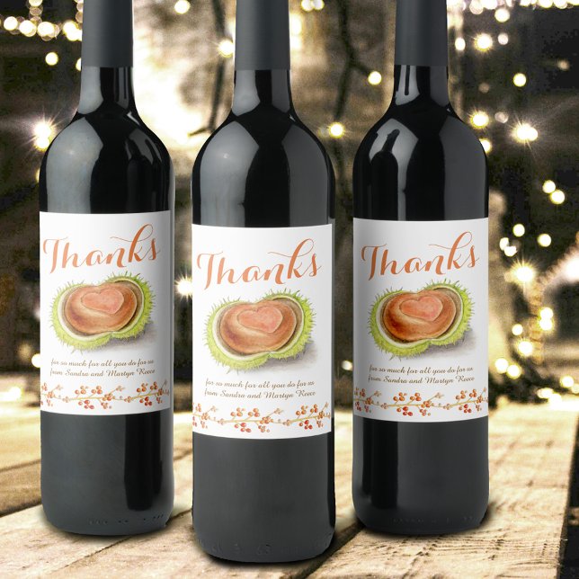 Dank fallkastanienherz Wasserfarbe Brauch Weinetikett (Von Creator hochgeladen)