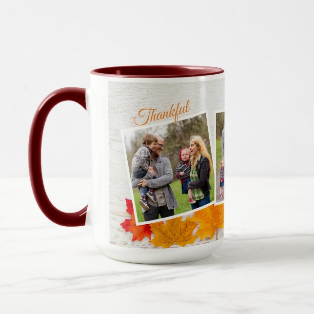 Dank Familie Foto Schönes Leaf Erntedank Tasse (Links)