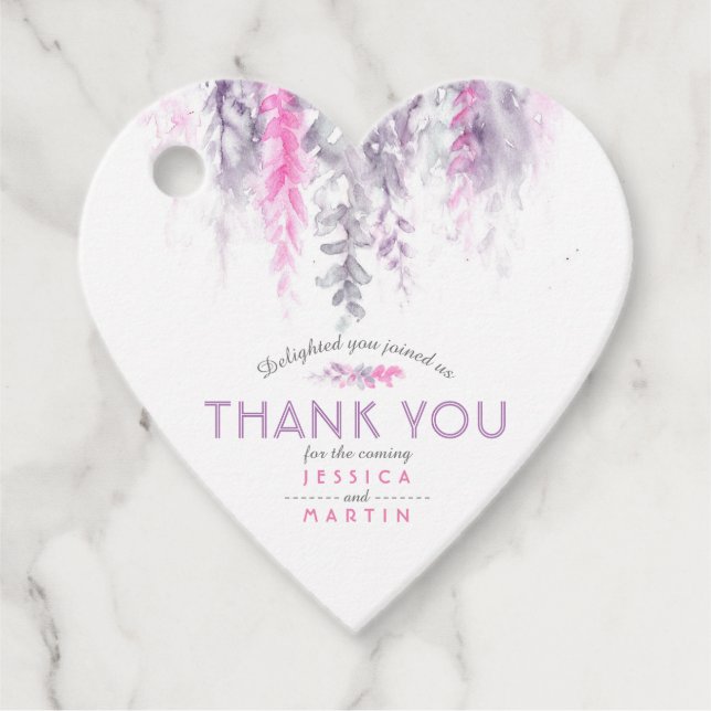 Dank floralen abstrakten Hochzeitsfeier pink indig Geschenkanhänger (Vorderseite)