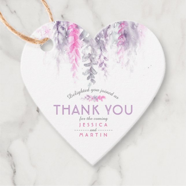 Dank floralen abstrakten Hochzeitsfeier pink indig Geschenkanhänger (Vorderseite)