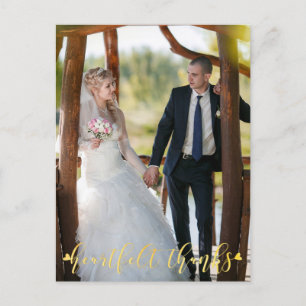 DANK FÜR DIE Hochzeit Gold HEARTFELT, Front/Back-F Postkarte