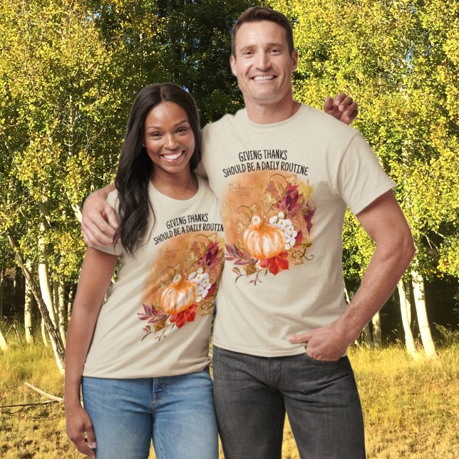 Dank für die Pumpkin Autumn Leaves T-Shirt (Surprise your Thanksgiving guests with a holiday t-shirt. Change or remove the template text year.)