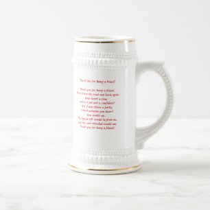 Dank für Sein mein Freund - Stein Bierglas