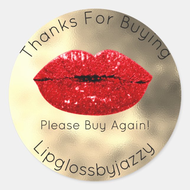 Dank Glitzern Lips Beauty Gold Makeup Red Runder Aufkleber (Vorderseite)