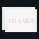 Dank hellrosa, moderne Typografie<br><div class="desc">Vielen Dank, hellrosa und weiß moderne Typografie niedlich Note Card. Elegantes, minimalistisches modernes Design.</div>